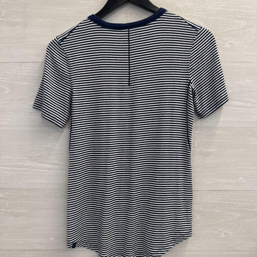 Lululemon Navy/ White Striped Short Sleeve Top Medium