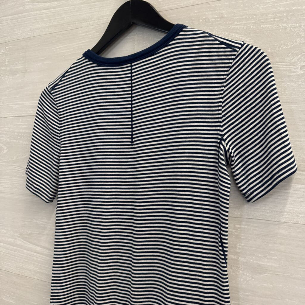 Lululemon Navy/ White Striped Short Sleeve Top Medium