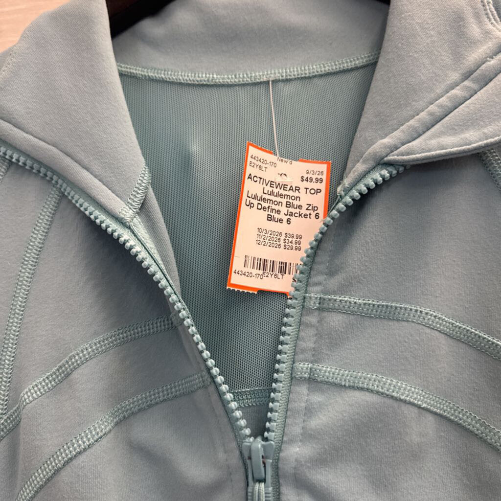Lululemon Blue Zip Up Define Jacket 6