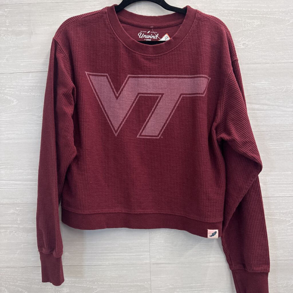 Unwind Burgundy Cropped Virginia Tech Long Sleeve Top Large