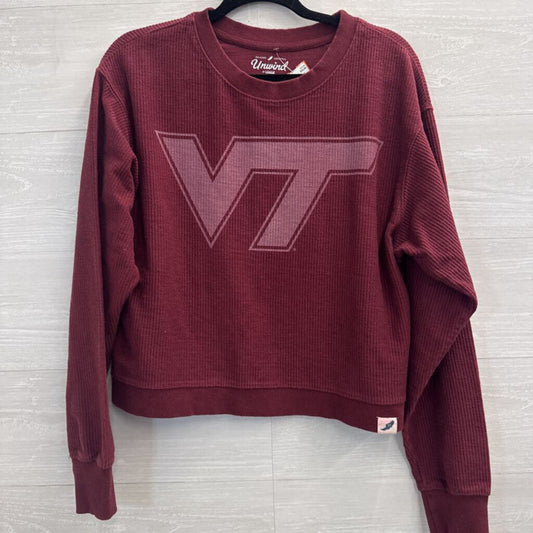 Unwind Burgundy Cropped Virginia Tech Long Sleeve Top Large