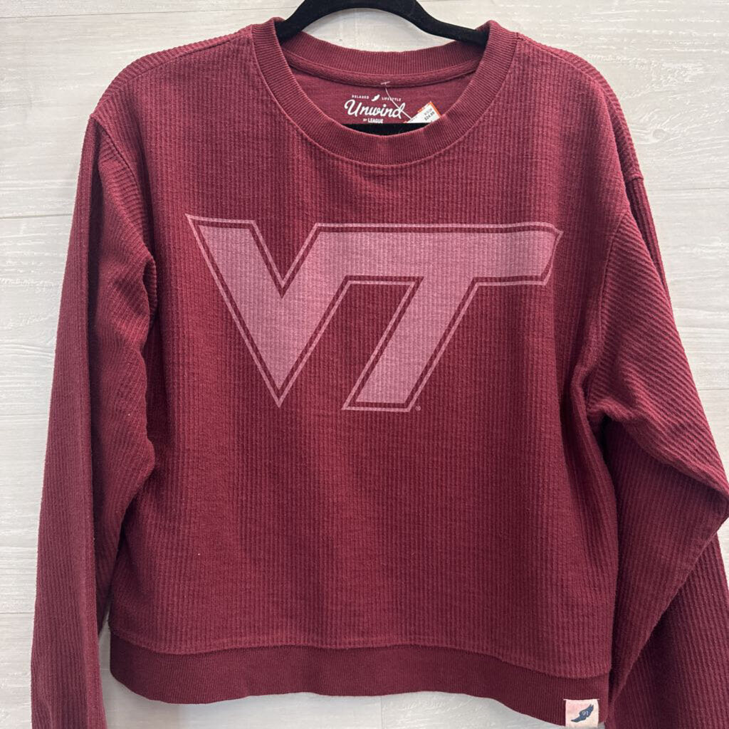 Unwind Burgundy Cropped Virginia Tech Long Sleeve Top Large