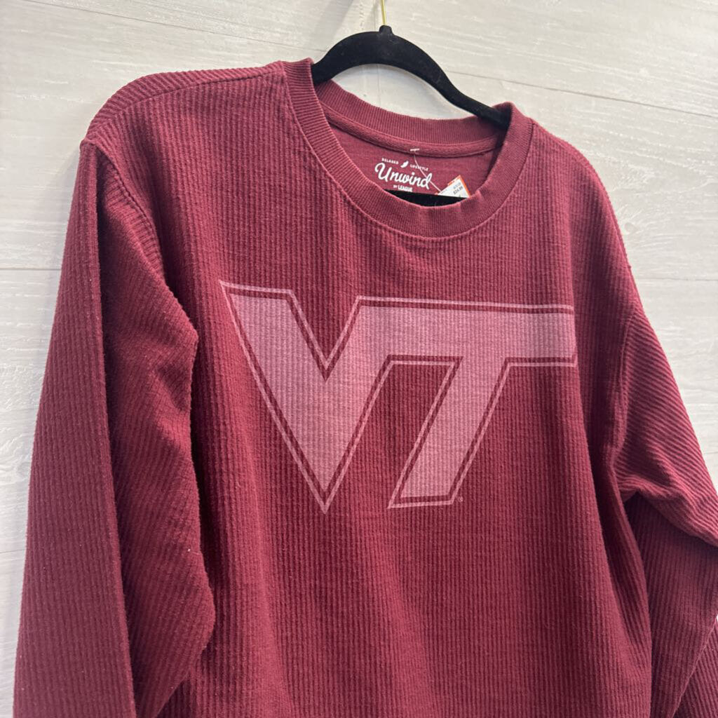 Unwind Burgundy Cropped Virginia Tech Long Sleeve Top Large