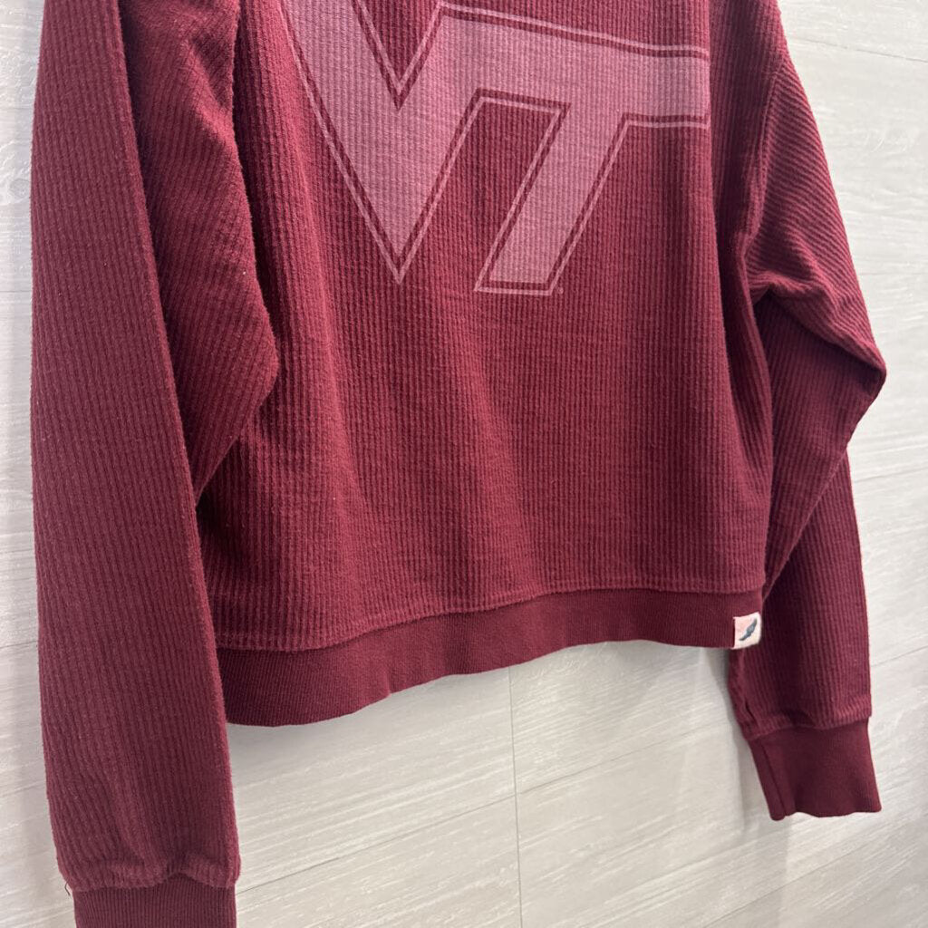 Unwind Burgundy Cropped Virginia Tech Long Sleeve Top Large