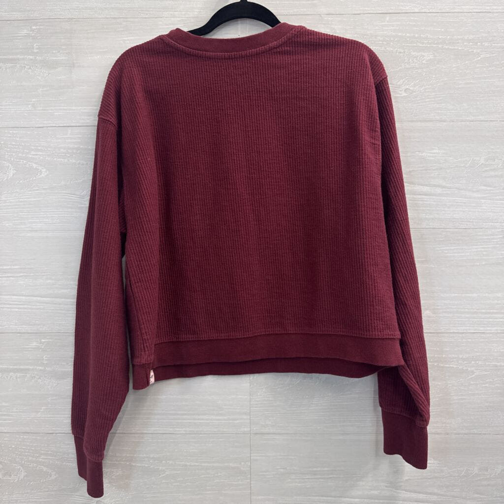 Unwind Burgundy Cropped Virginia Tech Long Sleeve Top Large
