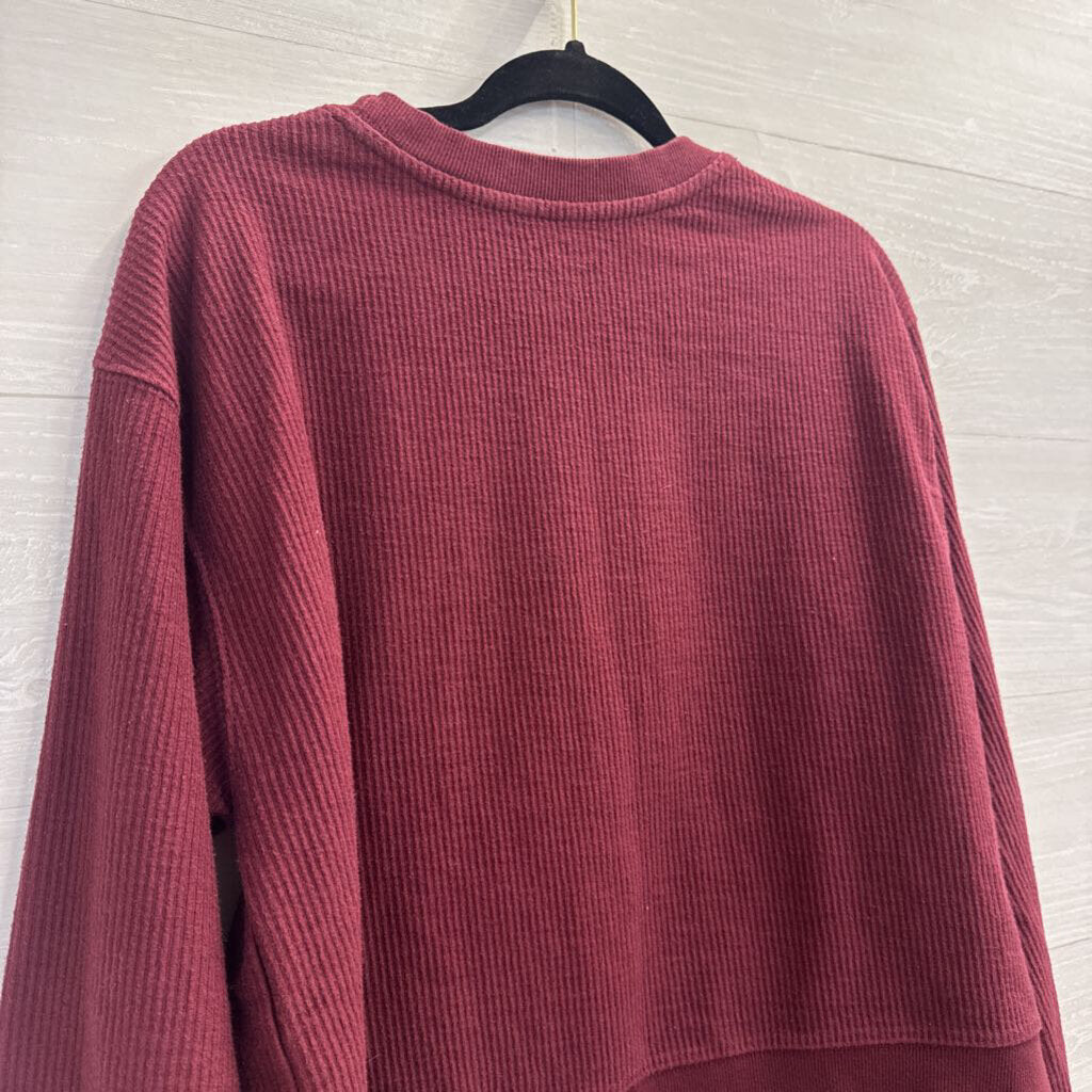 Unwind Burgundy Cropped Virginia Tech Long Sleeve Top Large