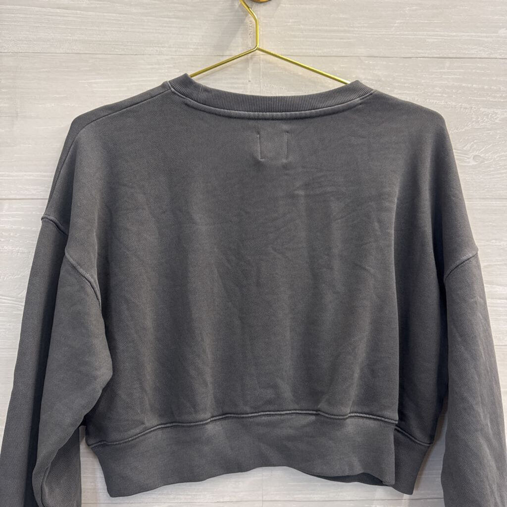 Gap Disney Grey/ Black Cropped Mickey Pullover Extra Small