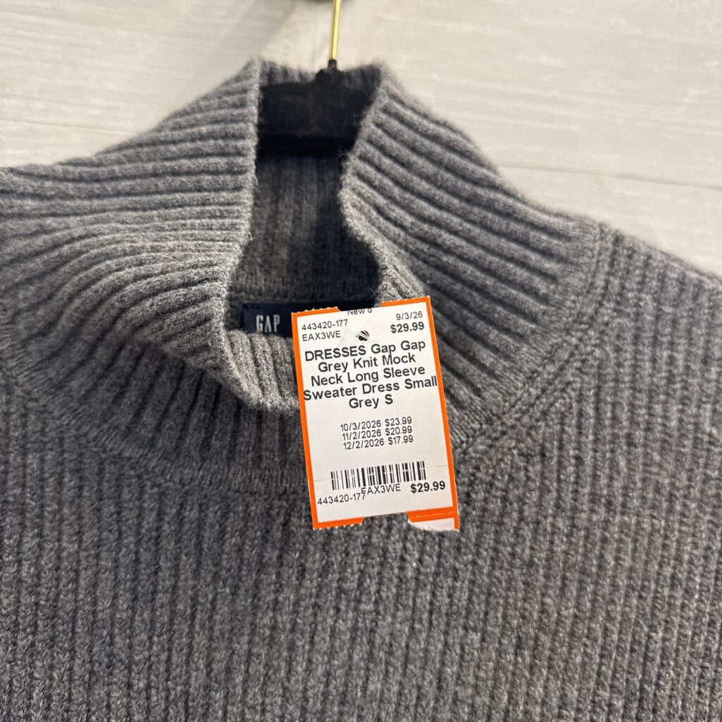 Gap Grey Knit Mock Neck Long Sleeve Sweater Dress Small