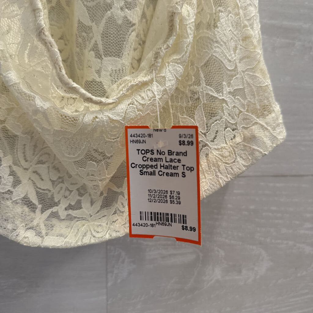 Cream Lace Cropped Halter Top Small