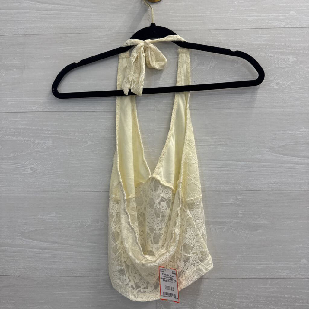 Cream Lace Cropped Halter Top Small