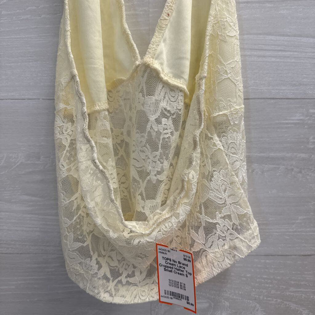 Cream Lace Cropped Halter Top Small