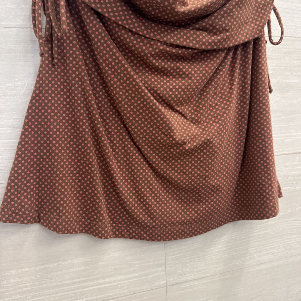 The Limited Brown/ Pink Polka Dot Strapless Top Small