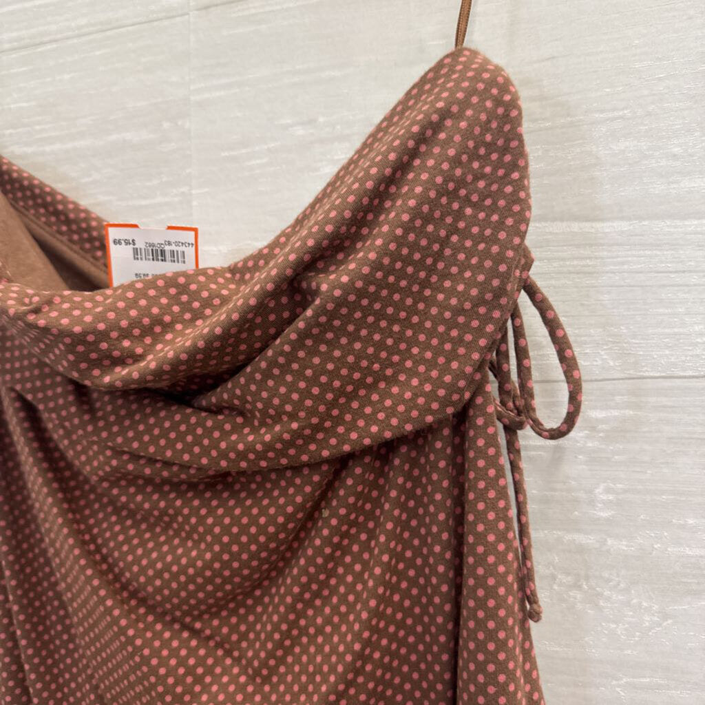 The Limited Brown/ Pink Polka Dot Strapless Top Small