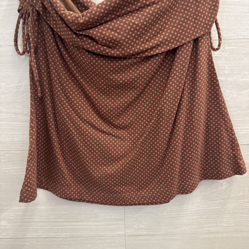 The Limited Brown/ Pink Polka Dot Strapless Top Small