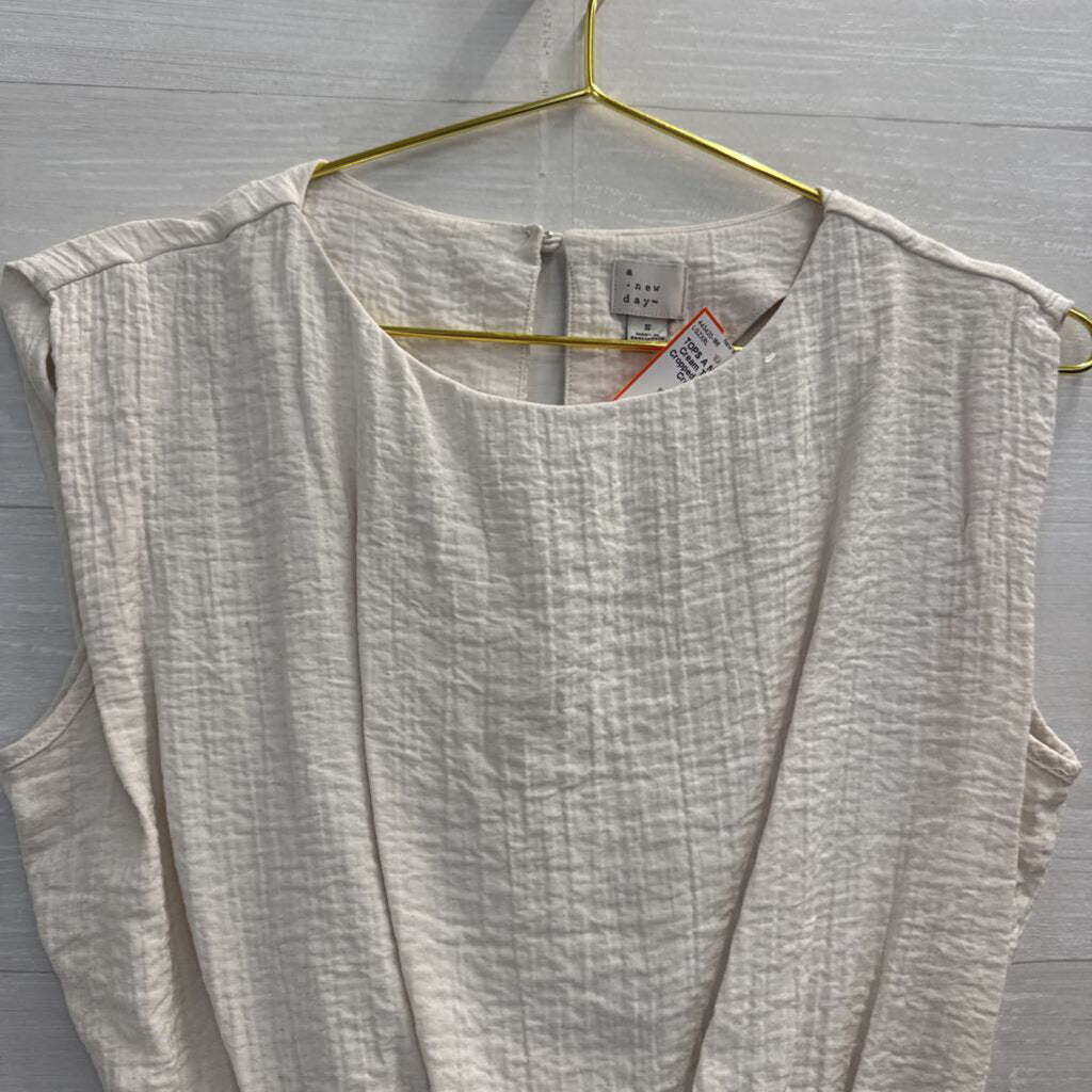 Cream Textured Cropped Top Small