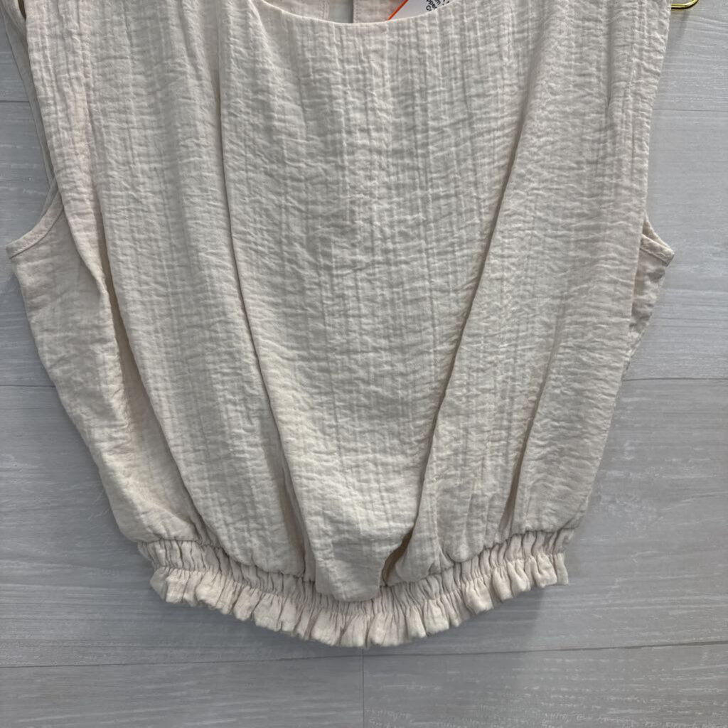 Cream Textured Cropped Top Small