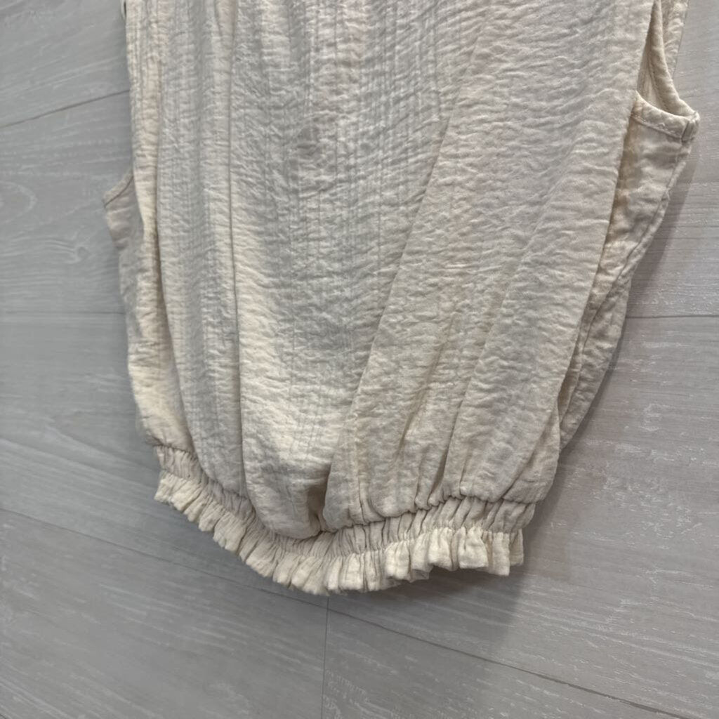 Cream Textured Cropped Top Small