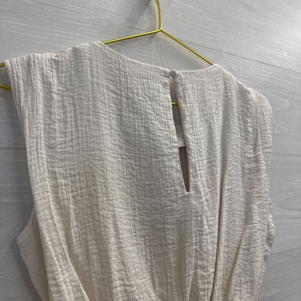 Cream Textured Cropped Top Small