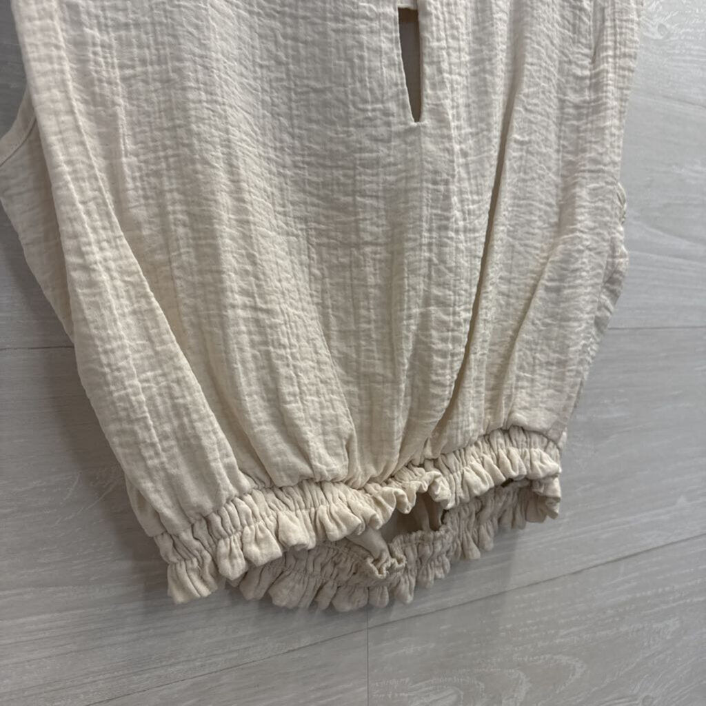 Cream Textured Cropped Top Small