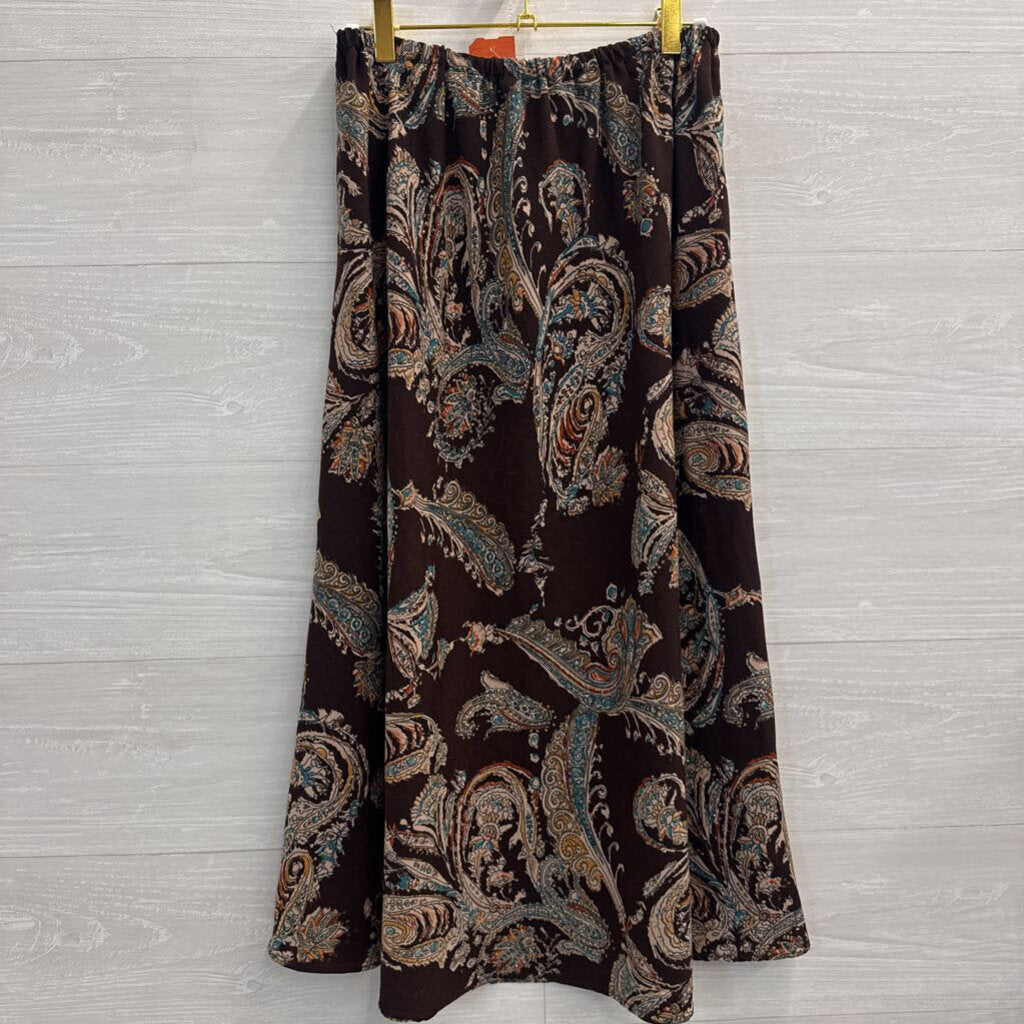 Brown/ Multi Print Maxi Skirt Medium