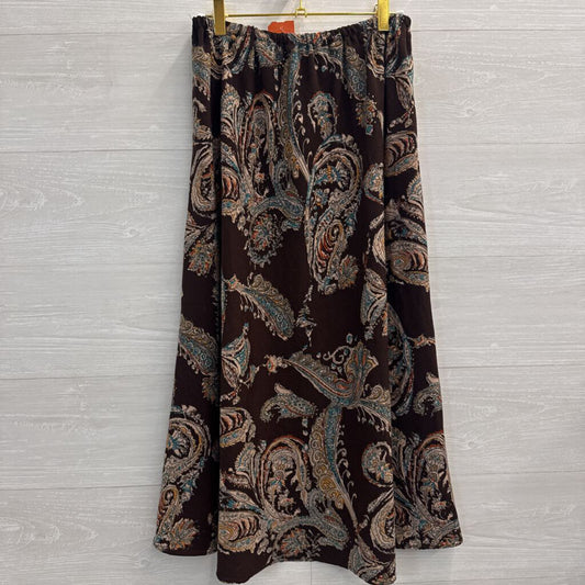 Brown/ Multi Print Maxi Skirt Medium