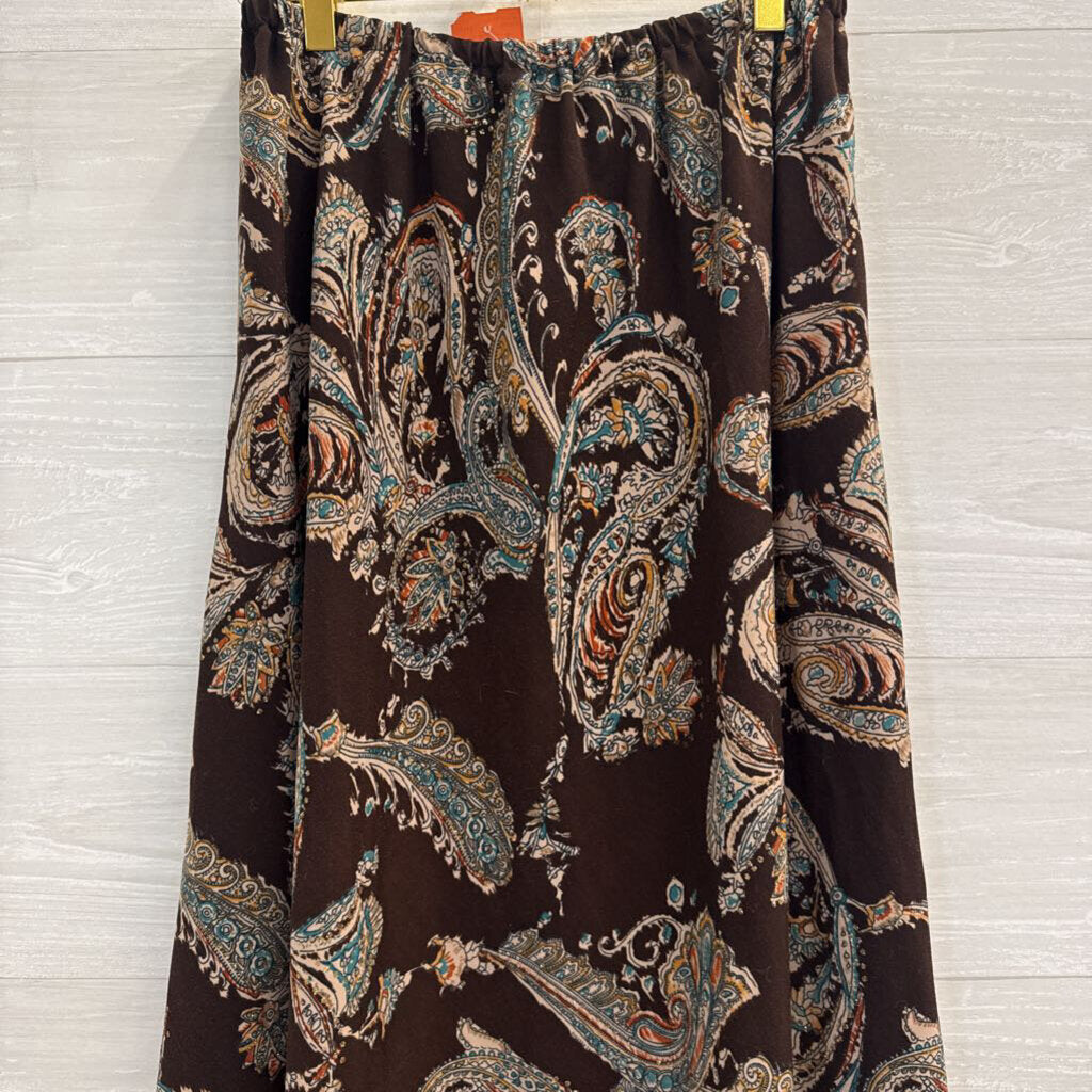 Brown/ Multi Print Maxi Skirt Medium