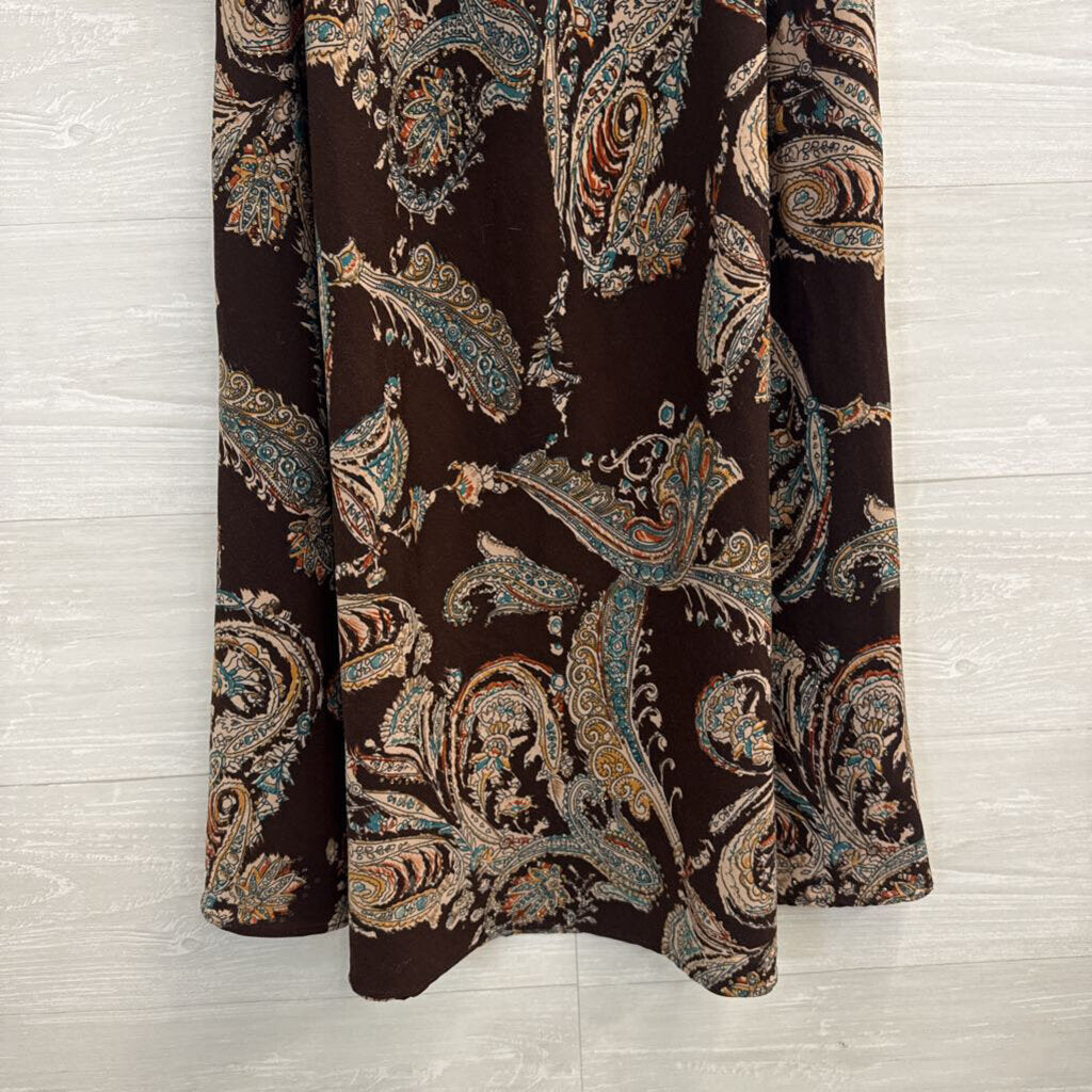 Brown/ Multi Print Maxi Skirt Medium