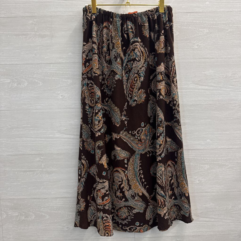 Brown/ Multi Print Maxi Skirt Medium