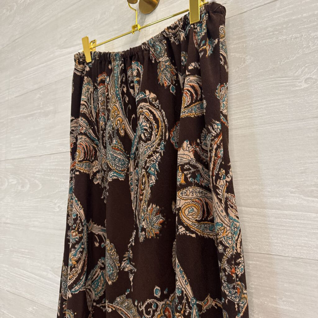 Brown/ Multi Print Maxi Skirt Medium