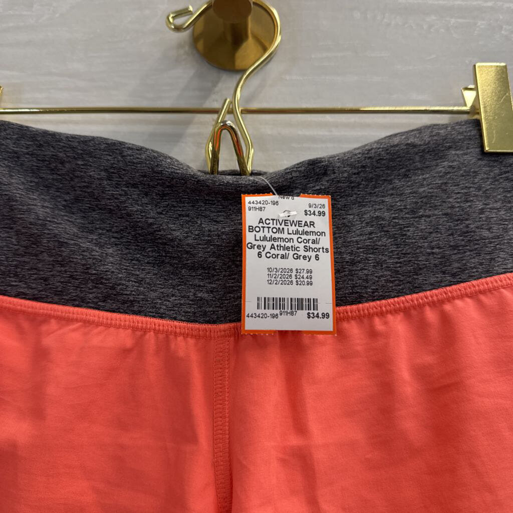 Lululemon Coral/ Grey Athletic Shorts 6