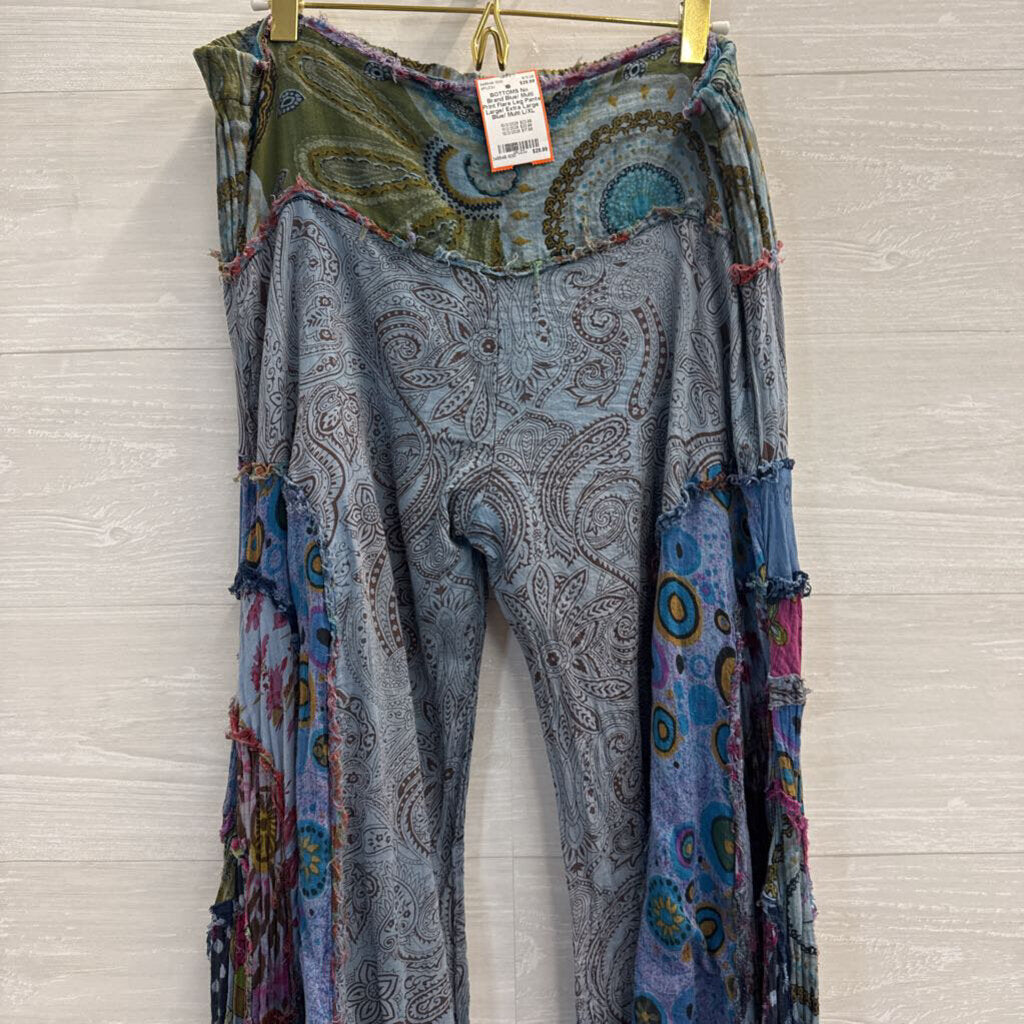 Blue/ Multi Print Flare Leg Pants Large/ Extra Large