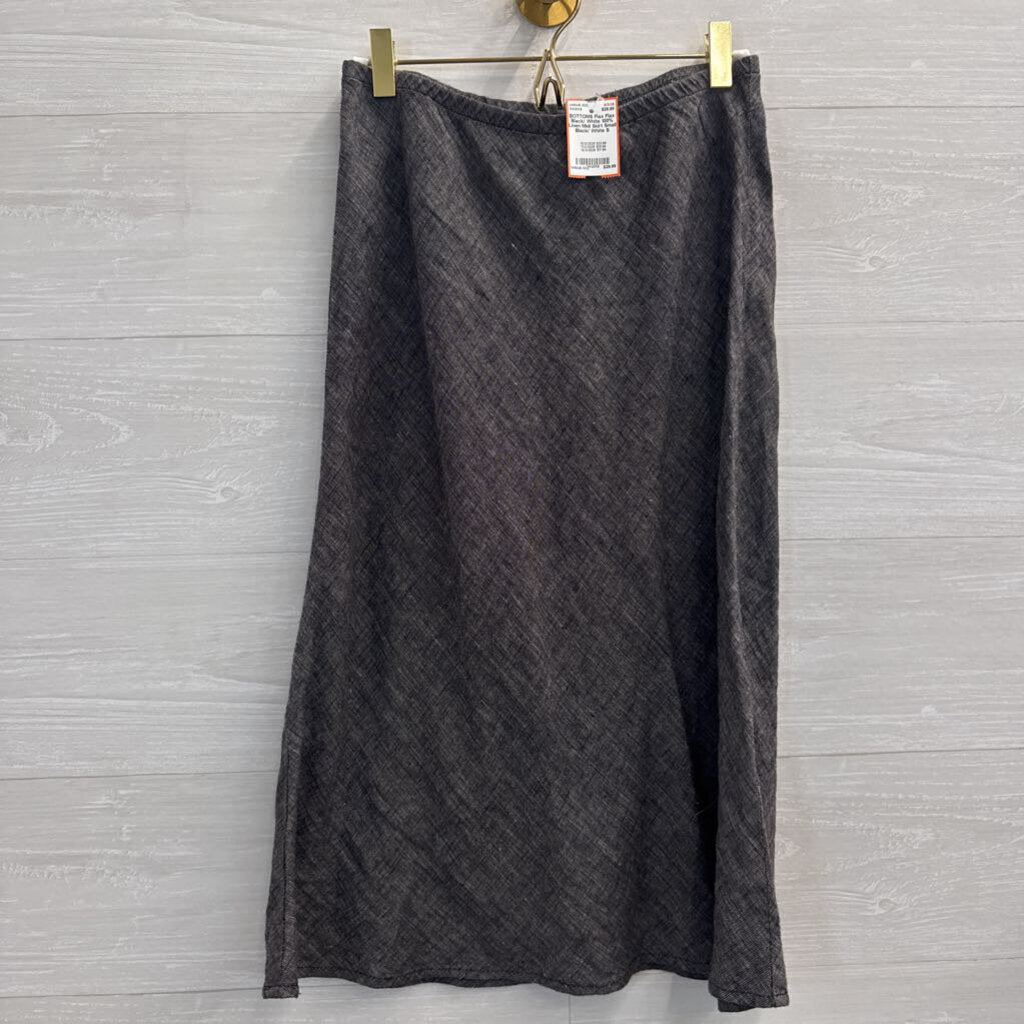 Flax Black/ White 100% Linen Midi Skirt Small