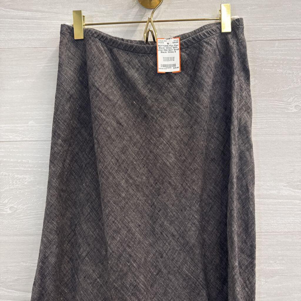 Flax Black/ White 100% Linen Midi Skirt Small