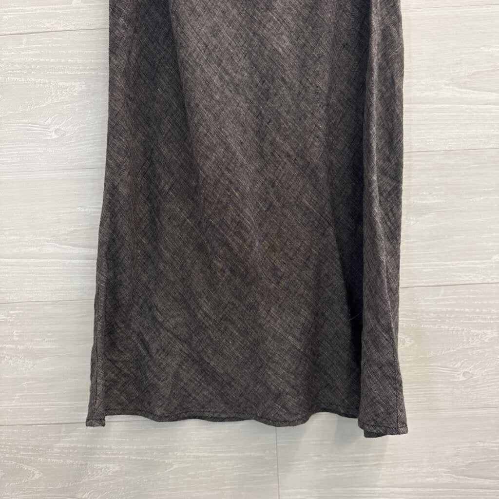 Flax Black/ White 100% Linen Midi Skirt Small