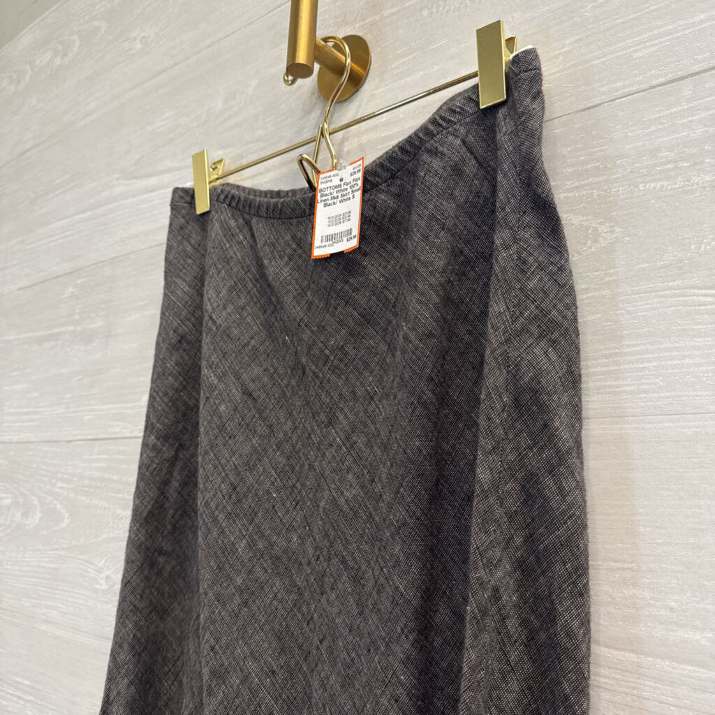 Flax Black/ White 100% Linen Midi Skirt Small