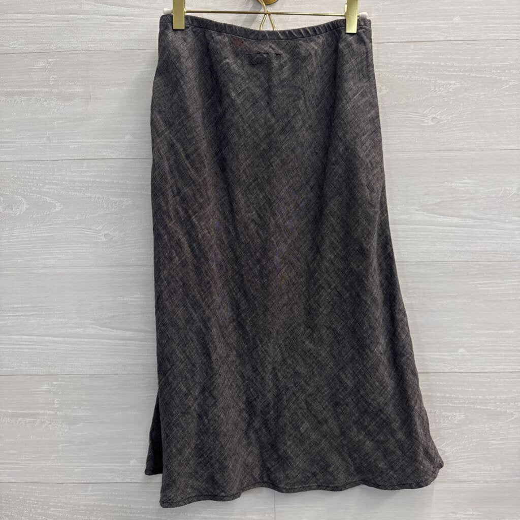 Flax Black/ White 100% Linen Midi Skirt Small