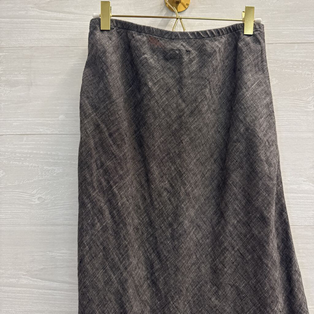 Flax Black/ White 100% Linen Midi Skirt Small
