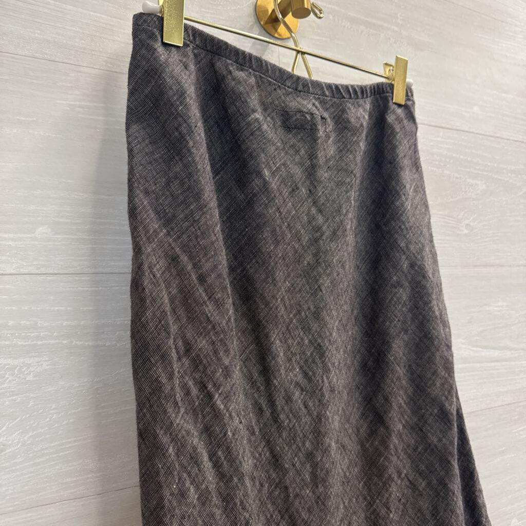 Flax Black/ White 100% Linen Midi Skirt Small