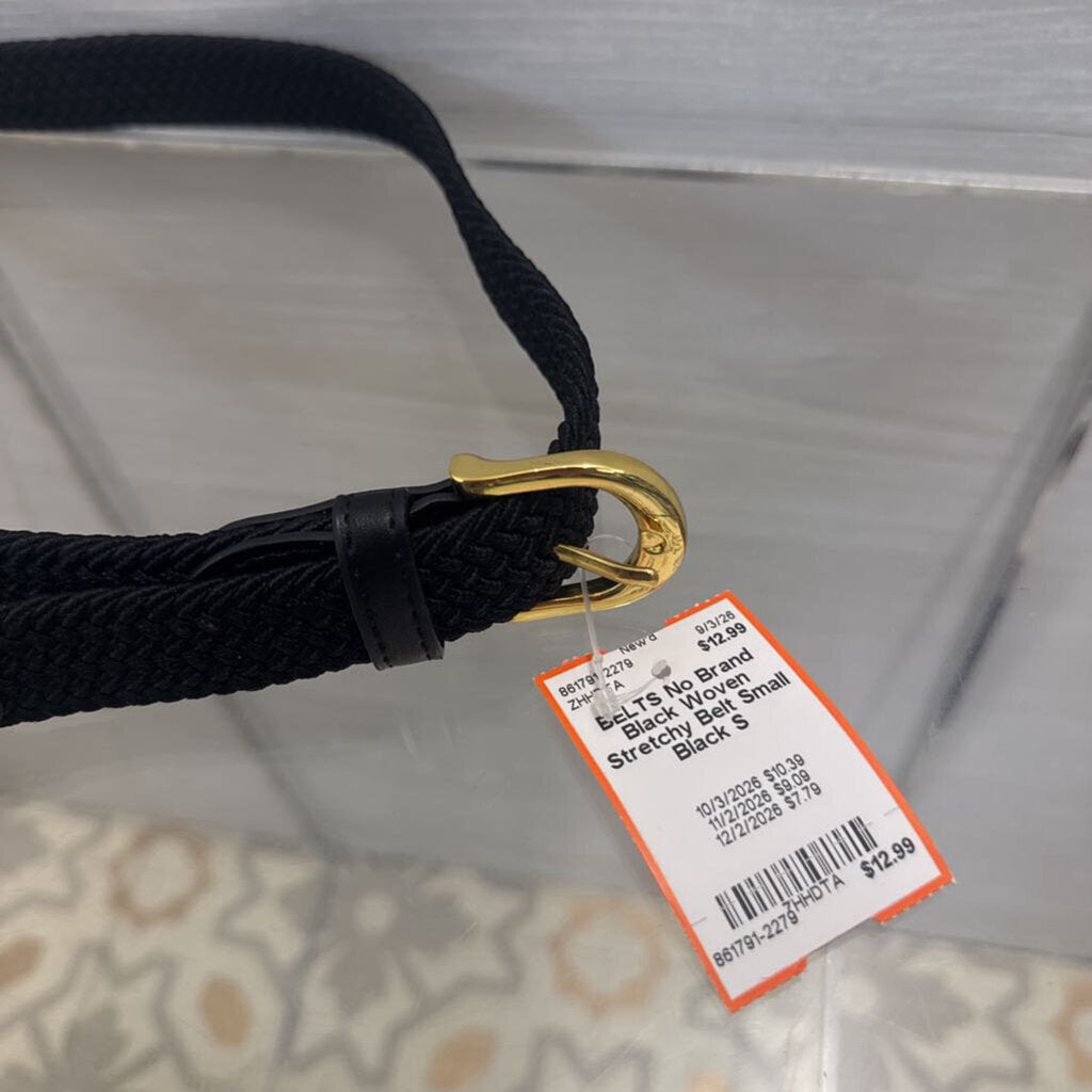 Black Woven Stretchy Belt Small