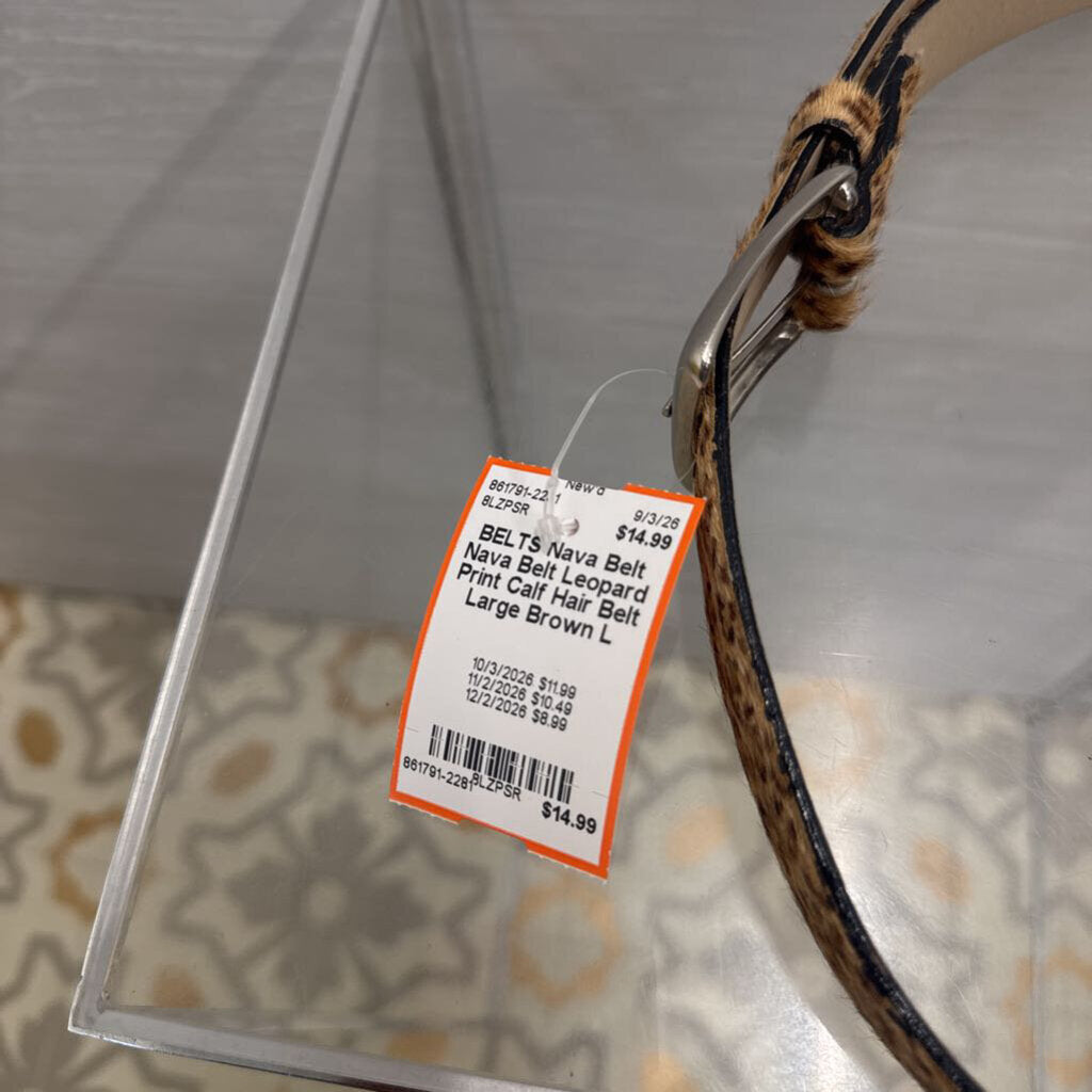 Nava Belt Leopard Print Calf Hair Belt Large