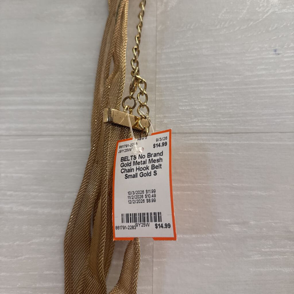 Gold Metal Mesh Chain Hook Belt Small