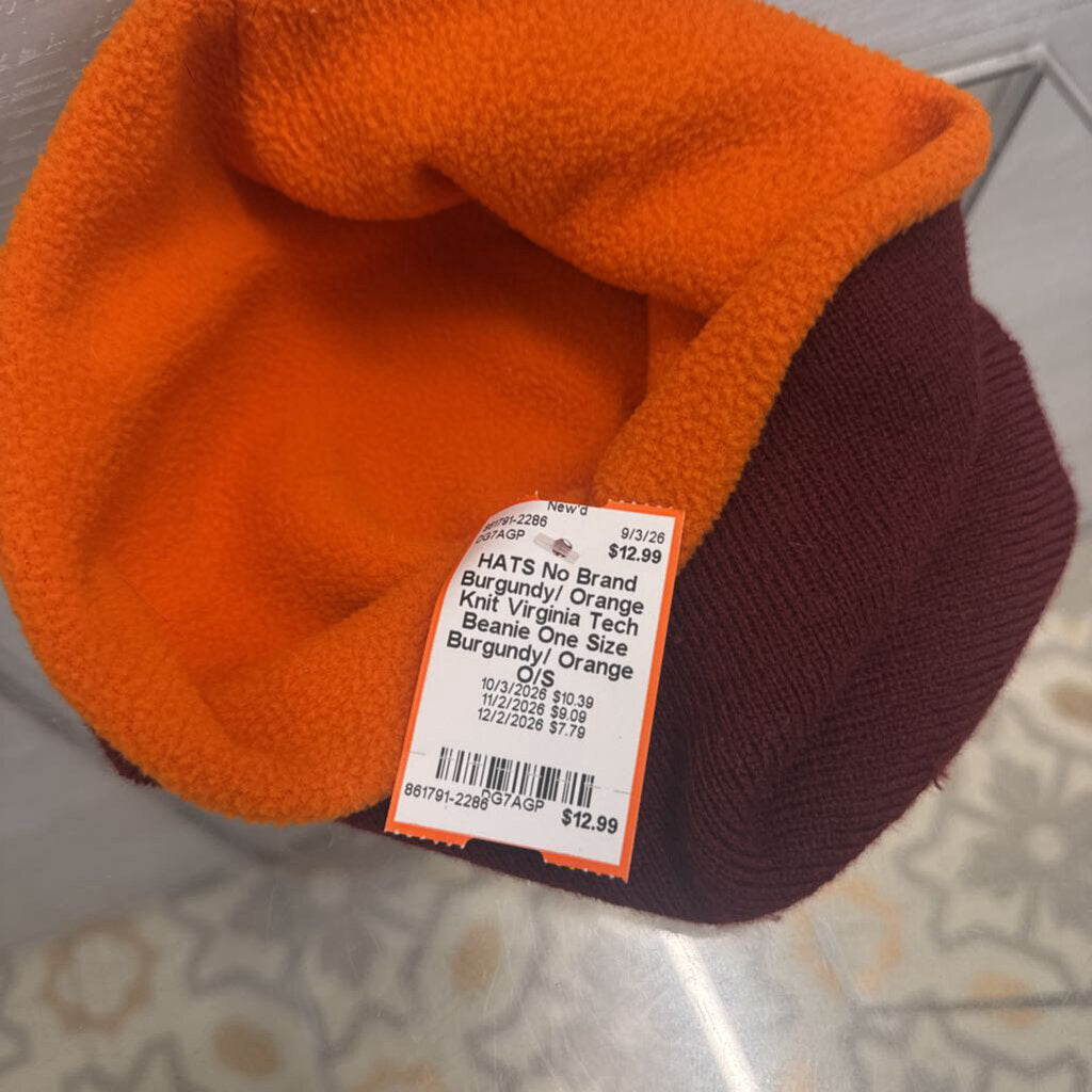 Burgundy/ Orange Knit Virginia Tech Beanie One Size
