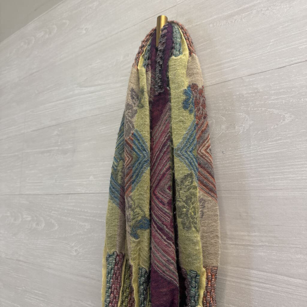 Green/ Purple Print Textured Scarf