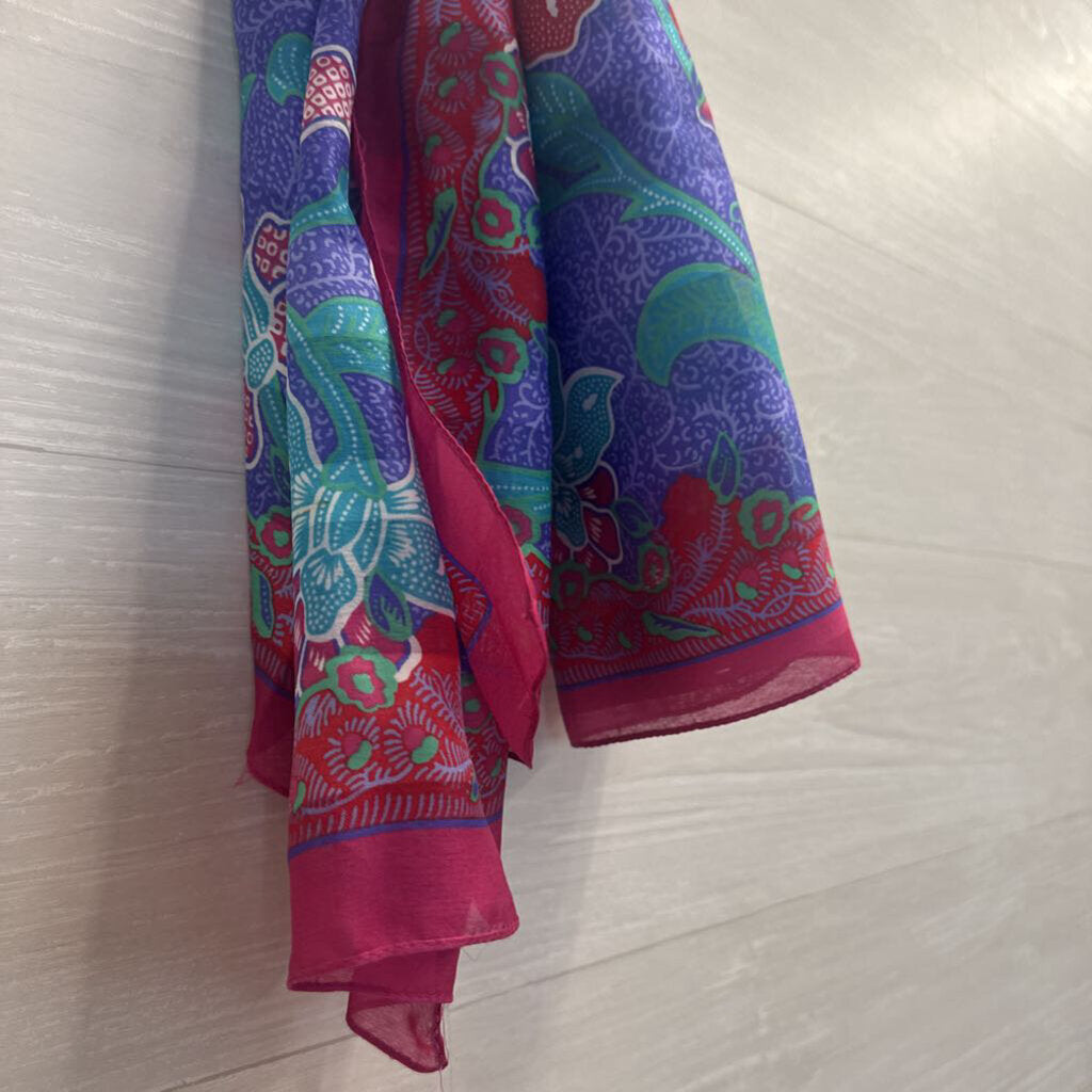 Blue/ Purple Print Lightweight Scarf