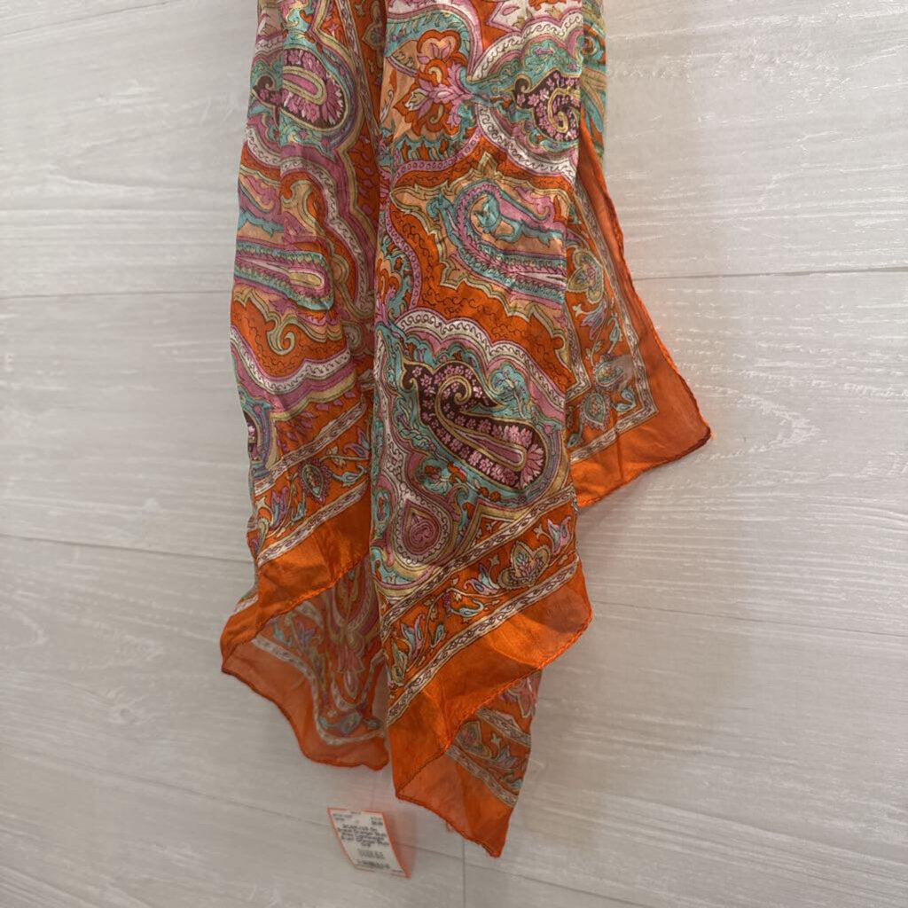 Orange/ Multi Print Lightweight Scarf