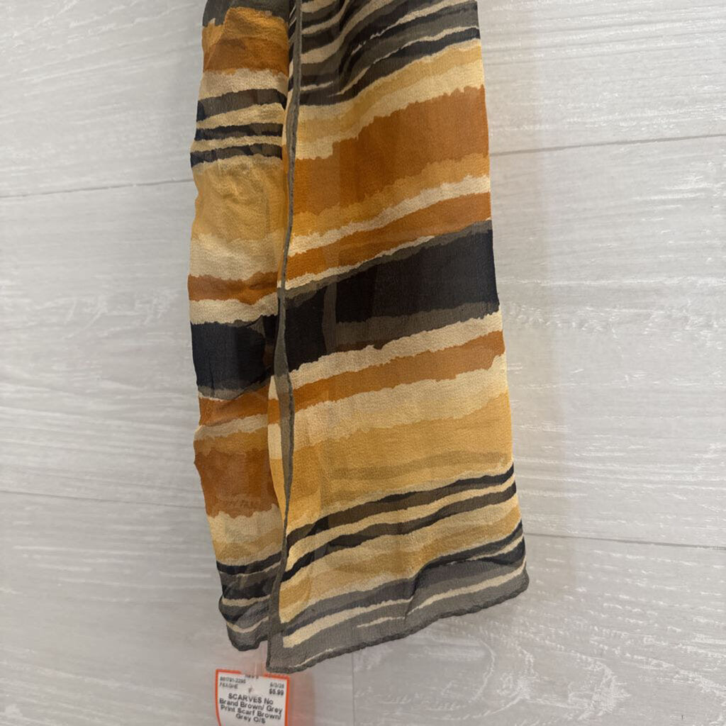 Brown/ Grey Print Scarf