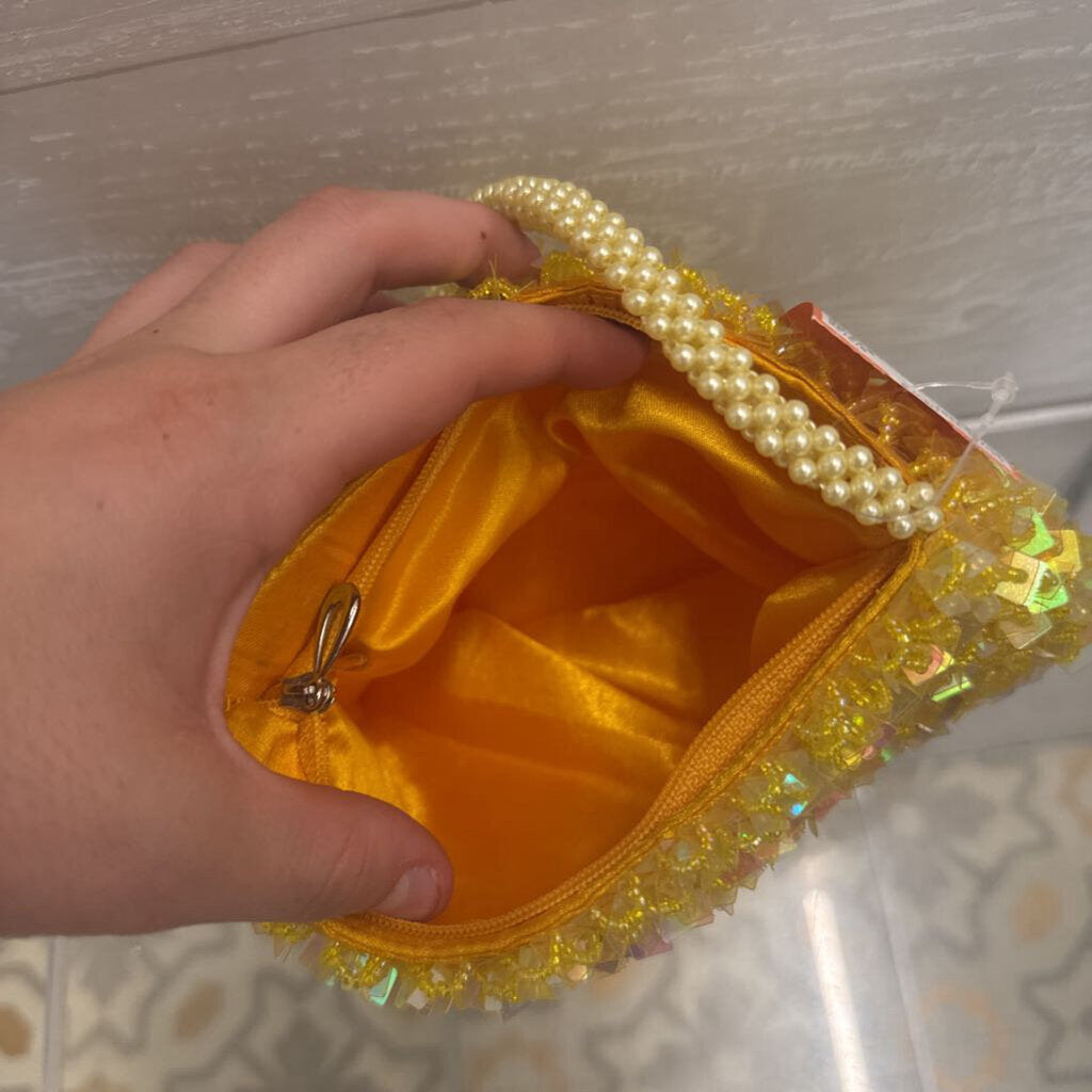 Yellow Beaded Small Purse