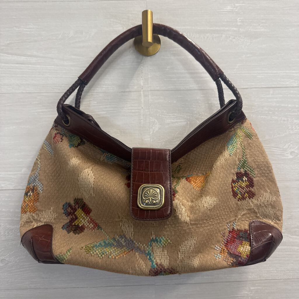Maggi B Brown Tapestry Shoulder Purse