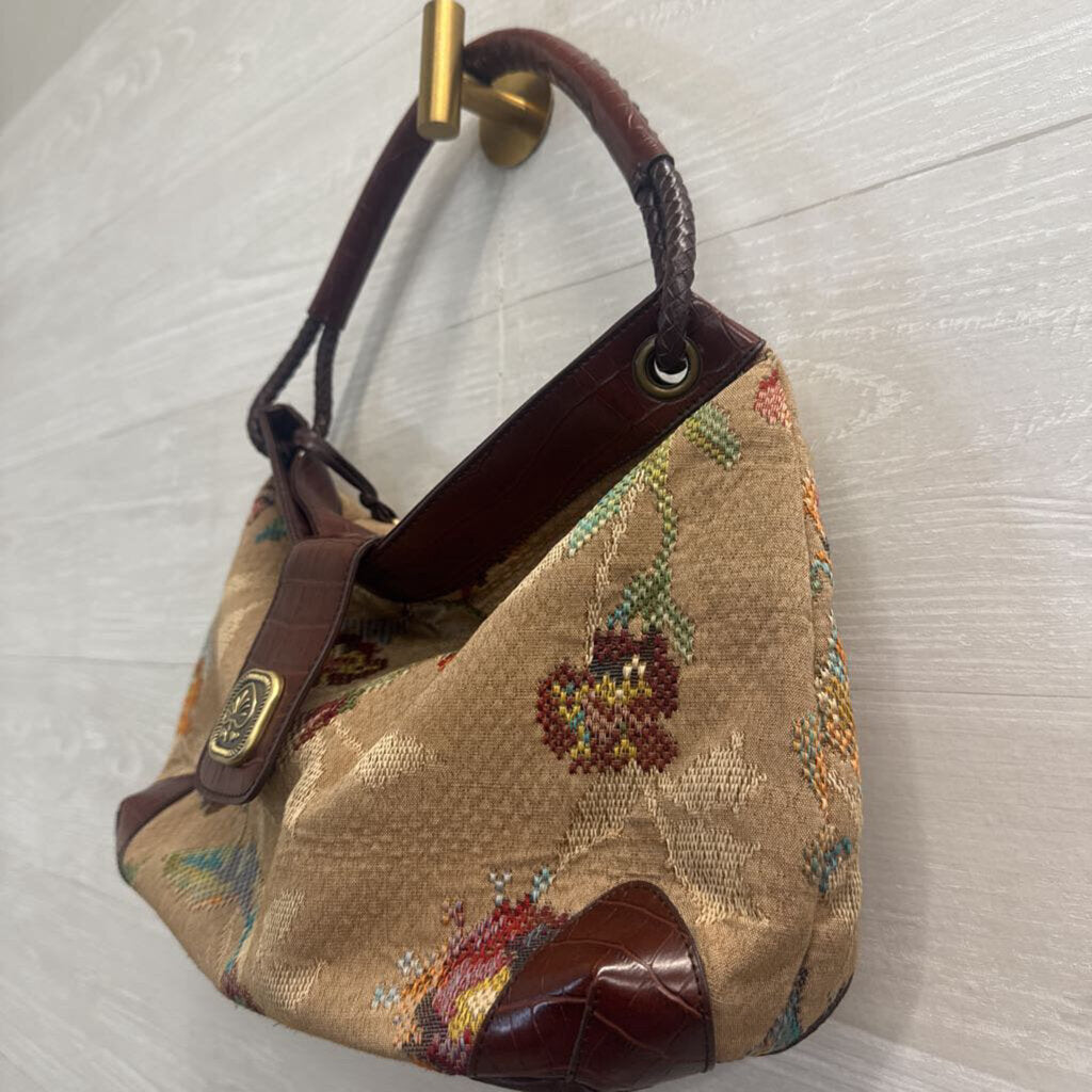 Maggi B Brown Tapestry Shoulder Purse