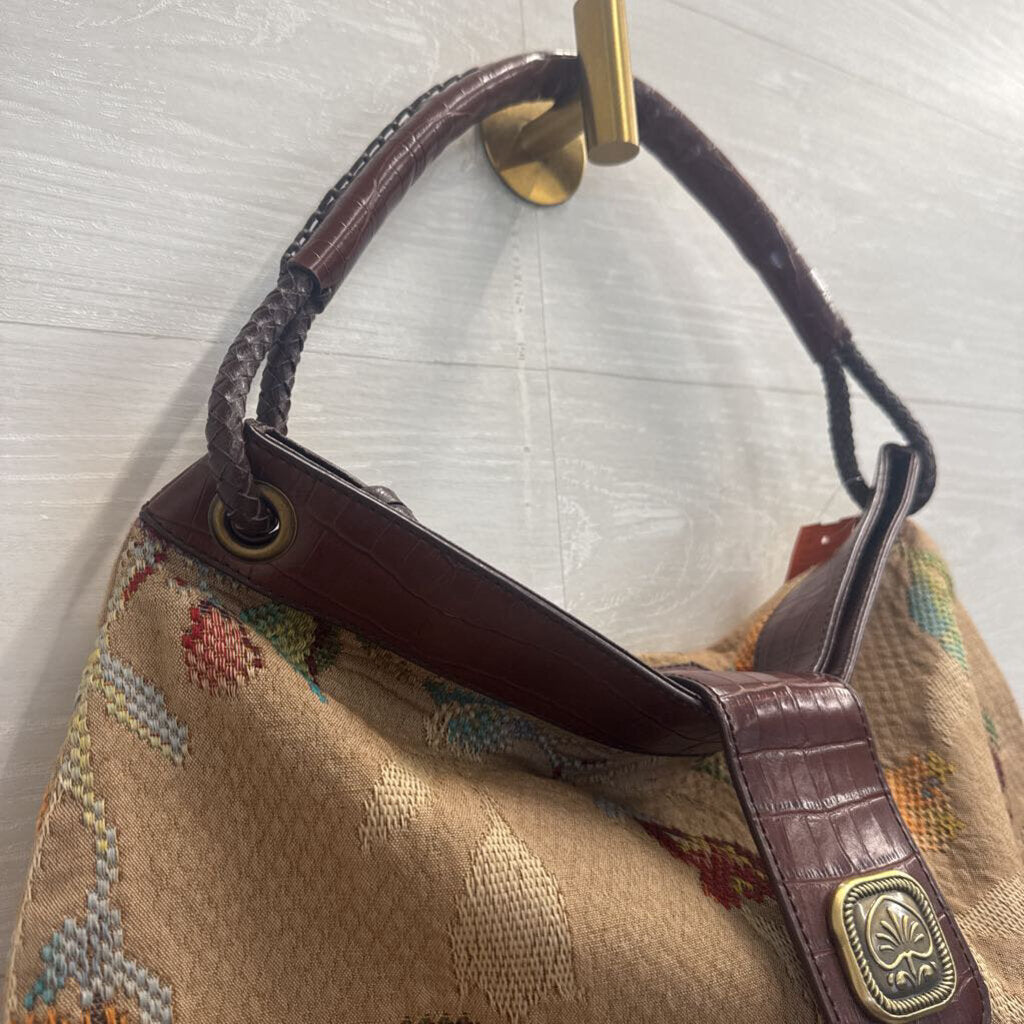 Maggi B Brown Tapestry Shoulder Purse